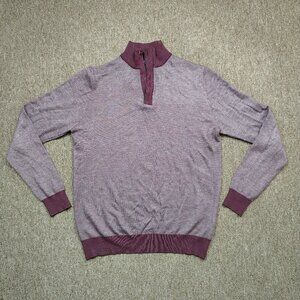 EREDI PISANO Pullover Sweater Men's 2XL Red 1/4 Zip Wool Blend Italian
